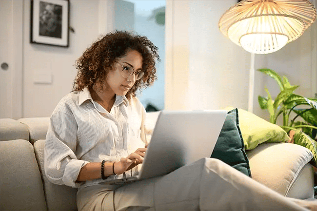 Woman concentrating on her work